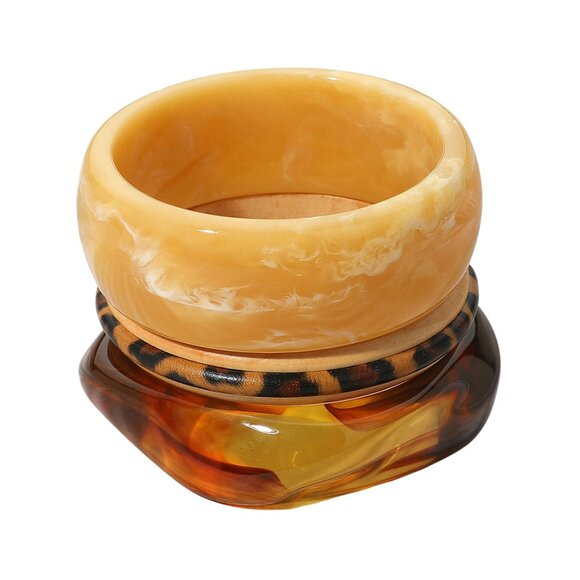 Tigerstars Set of Three Chunky Resin Stackable Bangle Bracelets - Picture 1 of 2